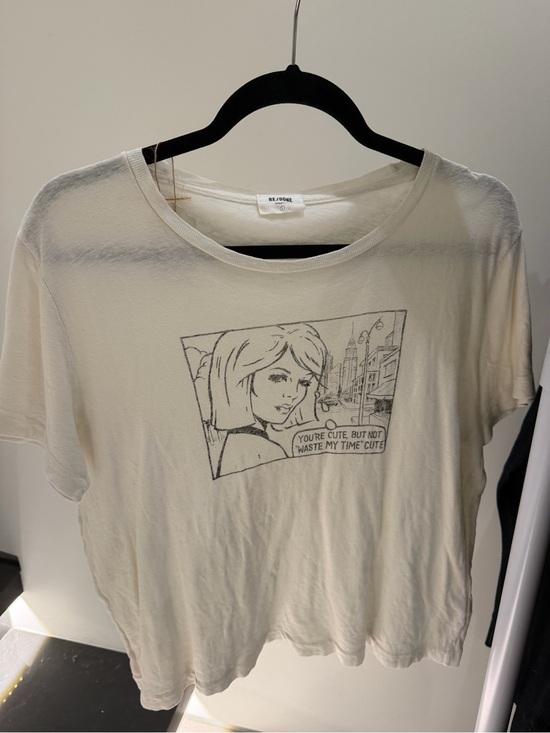 Re/Done Tops - Re/Done Cream Graphic Tee with Black Comic Print